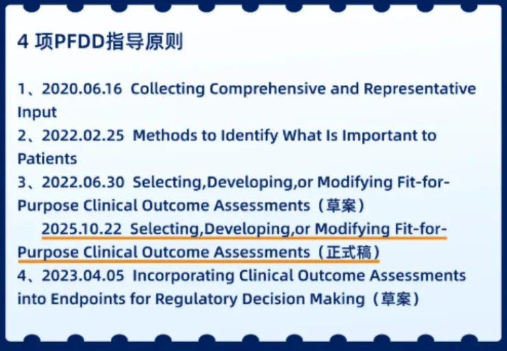 FDA患者导向药物研发四份方法学指导文件