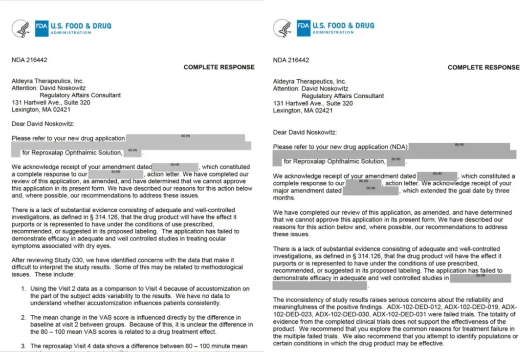 Reproxalap NDA 216442完整回应函截图